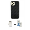 MARSİLYAN™- iPhone 12 Pro Max Kılıf Nova Çizgi - Şeffaf Royal Nano Ekran Koruyucu + Shine Kamera Lens - GD