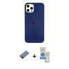 MARSİLYAN™- iPhone 12 Pro Max Kılıf Nova Çizgi - Şeffaf Royal Nano Ekran Koruyucu + Metal Kamera Lens Koruma Cam - KI