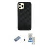 MARSİLYAN™- iPhone 12 Pro Max Kılıf Nova Çizgi - Şeffaf Royal Nano Ekran Koruyucu + Pembe Shine Kamera Lens Koruma Cam