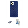 MARSİLYAN™- iPhone 12 Pro Max Kılıf Nova Çizgi - Şeffaf Royal Nano Ekran Koruyucu + Renkli Kamera Lens Koruma Cam - MI