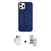 MARSİLYAN™- iPhone 12 Pro Max Kılıf Nova Çizgi - Şeffaf Royal Nano Ekran Koruyucu + Shine Kamera Lens - LT