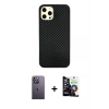 MARSİLYAN™- iPhone 12 Pro Max Kılıf Nova Çizgi - Şeffaf Temperli Cam Ekran Koruyucu + Neon Fosforlu Kamera Lens - BZ