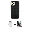 MARSİLYAN™- iPhone 12 Pro Max Kılıf Nova Çizgi - Şeffaf Temperli Cam Ekran Koruyucu + Lacivert Shine Kamera Lens