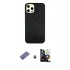 MARSİLYAN™- iPhone 12 Pro Max Kılıf Nova Çizgi - Şeffaf Temperli Cam Ekran Koruyucu + Metal Kamera Lens Koruma Cam - GD