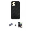 MARSİLYAN™- iPhone 12 Pro Max Kılıf Nova Çizgi - Şeffaf Temperli Cam Ekran Koruyucu + Renkli Kamera Lens Koruma Cam - SI