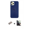 MARSİLYAN™- iPhone 12 Pro Max Kılıf Nova Çizgi - Şeffaf Temperli Cam Ekran Koruyucu + Shine Kamera Lens Koruma Cam - SABE