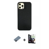 MARSİLYAN™- iPhone 12 Pro Max Kılıf Nova Çizgi - Şeffaf Temperli Cam Ekran Koruyucu + Shine Kamera Lens Koruma Cam - SH