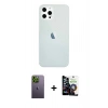 MARSİLYAN™- iPhone 12 Pro Max Kılıf Nova Çizgi - Şeffaf Temperli Cam Ekran Koruyucu + Neon Fosforlu Kamera Lens - YL