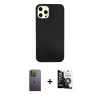 MARSİLYAN™- iPhone 12 Pro Max Kılıf Nova Çizgi - Şeffaf Temperli Cam Ekran Koruyucu + Neon Fosforlu Kamera Lens - YL