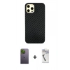 MARSİLYAN™- iPhone 12 Pro Max Kılıf Nova Çizgi - Şeffaf Uv Polymer Nano Ekran Koruyucu + Neon Fosforlu Kamera Lens - YL