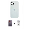 MARSİLYAN™- iPhone 12 Pro Max Kılıf Nova Çizgi - Şeffaf Uv Polymer Nano Ekran Koruyucu + Neon Fosforlu Kamera Lens - TU