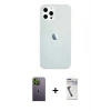 MARSİLYAN™- iPhone 12 Pro Max Kılıf Nova Çizgi - Şeffaf Uv Polymer Nano Ekran Koruyucu + Neon Fosforlu Kamera Lens - YL