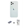 MARSİLYAN™- iPhone 12 Pro Max Kılıf Nova Çizgi - Şeffaf Uv Polymer Nano Ekran Koruyucu + Renkli Kamera Lens Koruma Cam - PE