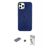 MARSİLYAN™- iPhone 12 Pro Max Kılıf Nova Çizgi - Şeffaf Uv Polymer Nano Ekran Koruyucu + Renkli Kamera Lens Koruma Cam - TU