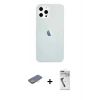 MARSİLYAN™- iPhone 12 Pro Max Kılıf Nova Çizgi - Şeffaf Uv Polymer Nano Ekran Koruyucu + Renkli Kamera Lens Koruma Cam - SI