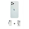 MARSİLYAN™- iPhone 12 Pro Max Kılıf Nova Çizgi - Şeffaf Uv Polymer Nano Ekran Koruyucu + Shine Kamera Lens - LT