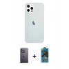 MARSİLYAN™- iPhone 12 Pro Max Kılıf Nova Çizgi - Siyah 18D Cam Ekran Koruyucu + Neon Fosforlu Kamera Lens - BZ
