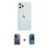 MARSİLYAN™- iPhone 12 Pro Max Kılıf Nova Çizgi - Siyah 18D Cam Ekran Koruyucu + Neon Fosforlu Kamera Lens - MI