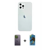 MARSİLYAN™- iPhone 12 Pro Max Kılıf Nova Çizgi - Siyah 18D Cam Ekran Koruyucu + Neon Fosforlu Kamera Lens - YL