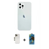 MARSİLYAN™- iPhone 12 Pro Max Kılıf Nova Çizgi - Siyah 18D Cam Ekran Koruyucu + Shine Kamera Lens - GD
