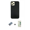 MARSİLYAN™- iPhone 12 Pro Max Kılıf Nova Çizgi - Siyah 20D Premium Cam Ekran Koruyucu + Metal Kamera Lens Koruma Cam - KI
