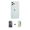 MARSİLYAN™- iPhone 12 Pro Max Kılıf Nova Çizgi - Siyah 20D Premium Cam Ekran Koruyucu + Neon Fosforlu Kamera Lens - YL