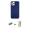 MARSİLYAN™- iPhone 12 Pro Max Kılıf Nova Çizgi - Siyah 20D Premium Cam Ekran Koruyucu + Renkli Kamera Lens Koruma Cam - TU