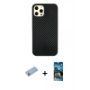 MARSİLYAN™- iPhone 12 Pro Max Kılıf Nova Çizgi - Siyah 34D Izgaralı Cam + Shine Kamera Lens Koruma Cam - MI