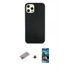 MARSİLYAN™- iPhone 12 Pro Max Kılıf Nova Çizgi - Siyah 34D Izgaralı Cam + Shine Kamera Lens Koruma Cam - SABE