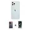 MARSİLYAN™- iPhone 12 Pro Max Kılıf Nova Çizgi - Siyah 360 Mat Full Body Arka Koruyucu + Neon Fosforlu Kamera Lens - TU
