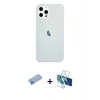 MARSİLYAN™- iPhone 12 Pro Max Kılıf Nova Çizgi - Siyah 3D Antistatik Cam Ekran Koruyucu + Shine Kamera Lens Koruma Cam - MI