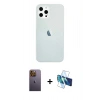 MARSİLYAN™- iPhone 12 Pro Max Kılıf Nova Çizgi - Siyah 3D Antistatik Cam Ekran Koruyucu + Neon Fosforlu Kamera Lens - SI