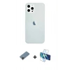 MARSİLYAN™- iPhone 12 Pro Max Kılıf Nova Çizgi - Siyah 3D Antistatik Cam Ekran Koruyucu + Siyah Shine Kamera Lens Koruma Cam