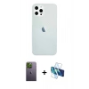 MARSİLYAN™- iPhone 12 Pro Max Kılıf Nova Çizgi - Siyah 3D Antistatik Cam Ekran Koruyucu + Neon Fosforlu Kamera Lens - YL