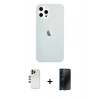 MARSİLYAN™- iPhone 12 Pro Max Kılıf Nova Çizgi - Siyah 3D Antistatik Hayalet Cam Ekran Koruyucu + Shine Kamera Lens - GD
