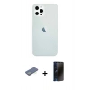 MARSİLYAN™- iPhone 12 Pro Max Kılıf Nova Çizgi - Siyah 3D Antistatik Hayalet Cam Ekran Koruyucu + Renkli Kamera Lens Koruma Cam - YL