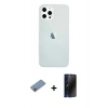 MARSİLYAN™- iPhone 12 Pro Max Kılıf Nova Çizgi - Siyah 3D Antistatik Hayalet Cam Ekran Koruyucu + Shine Kamera Lens Koruma Cam - PE