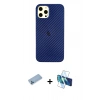 MARSİLYAN™- iPhone 12 Pro Max Kılıf Nova Çizgi - Siyah 3D Antistatik Seramik Nano Ekran Koruyucu + Mavi Shine Kamera Lens Koruma Cam