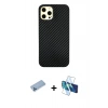 MARSİLYAN™- iPhone 12 Pro Max Kılıf Nova Çizgi - Siyah 3D Antistatik Seramik Nano Ekran Koruyucu + Mavi Shine Kamera Lens Koruma Cam