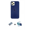 MARSİLYAN™- iPhone 12 Pro Max Kılıf Nova Çizgi - Siyah 3D Antistatik Seramik Nano Ekran Koruyucu + Shine Kamera Lens Koruma Cam - PE