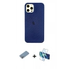 MARSİLYAN™- iPhone 12 Pro Max Kılıf Nova Çizgi - Siyah 3D Antistatik Seramik Nano Ekran Koruyucu + Shine Kamera Lens Koruma Cam - GS
