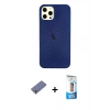 MARSİLYAN™- iPhone 12 Pro Max Kılıf Nova Çizgi - Siyah 5D Eko Cam Ekran Koruyucu + Metal Kamera Lens Koruma Cam - GD