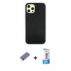 MARSİLYAN™- iPhone 12 Pro Max Kılıf Nova Çizgi - Siyah 5D Eko Cam Ekran Koruyucu + Metal Kamera Lens Koruma Cam - GD
