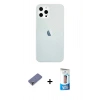 MARSİLYAN™- iPhone 12 Pro Max Kılıf Nova Çizgi - Siyah 5D Eko Cam Ekran Koruyucu + Metal Kamera Lens Koruma Cam - GD