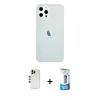 MARSİLYAN™- iPhone 12 Pro Max Kılıf Nova Çizgi - Siyah 5D Eko Cam Ekran Koruyucu + Shine Kamera Lens - GD
