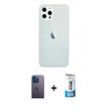 MARSİLYAN™- iPhone 12 Pro Max Kılıf Nova Çizgi - Siyah 5D Eko Cam Ekran Koruyucu + Neon Fosforlu Kamera Lens - MI