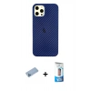 MARSİLYAN™- iPhone 12 Pro Max Kılıf Nova Çizgi - Siyah 5D Eko Cam Ekran Koruyucu + Shine Kamera Lens Koruma Cam - MI