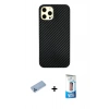 MARSİLYAN™- iPhone 12 Pro Max Kılıf Nova Çizgi - Siyah 5D Eko Cam Ekran Koruyucu + Shine Kamera Lens Koruma Cam - MI