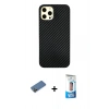 MARSİLYAN™- iPhone 12 Pro Max Kılıf Nova Çizgi - Siyah 5D Eko Cam Ekran Koruyucu + Shine Kamera Lens Koruma Cam - GD