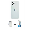 MARSİLYAN™- iPhone 12 Pro Max Kılıf Nova Çizgi - Siyah 5D Eko Cam Ekran Koruyucu + Shine Kamera Lens - LT